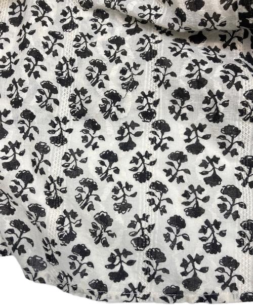 ne quittez pas（ヌキテパ）ne quittez pas (ヌキテパ) コットンジャガードコンビプリントギャザードレス ホワイト×ブラック サイズ:Mの古着・服飾アイテム