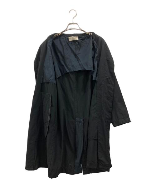 ROBE DE CHAMBRE COMME DES GARCONS（ローブドシャンブル コムデギャルソン）ROBE DE CHAMBRE COMME DES GARCONS (ローブドシャンブル コムデギャルソン) ウール比翼ステンカラーコート ブラック サイズ:不明の古着・服飾アイテム