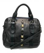 DIESELディーゼル）の古着「2WAYスタッズレザーハンドバッグ」｜ブラック
