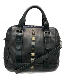 DIESEL（ディーゼル）の古着「2WAYスタッズレザーハンドバッグ」｜ブラック