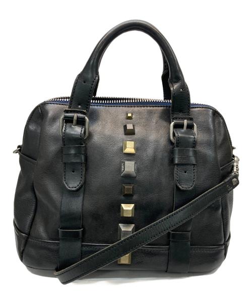 DIESEL（ディーゼル）DIESEL (ディーゼル) 2WAYスタッズレザーハンドバッグ ブラックの古着・服飾アイテム