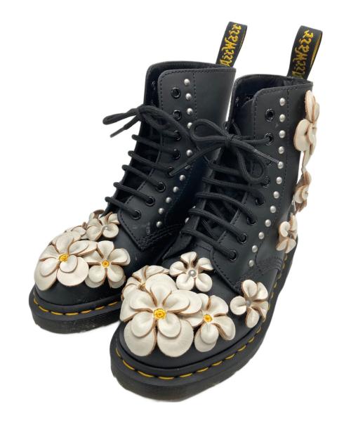 Dr.Martens（ドクターマーチン）Dr.Martens (ドクターマーチン) フラーワーアップリケ8ホールブーツ ブラック サイズ:UK4の古着・服飾アイテム