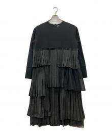 MARILYN MOON（マリリンムーン）の古着「ラッフルプリーツレイヤードドレス」｜ブラック