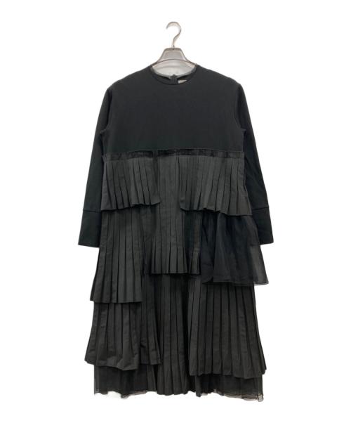 MARILYN MOON（マリリンムーン）MARILYN MOON (マリリンムーン) ラッフルプリーツレイヤードドレス ブラック サイズ:不明（実寸参照）の古着・服飾アイテム