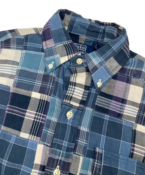 POLO RALPH LAUREN（ポロ・ラルフローレン）POLO RALPH LAUREN (ポロ・ラルフローレン) パッチワークチェックシャツ ブルー サイズ:XSの古着・服飾アイテム