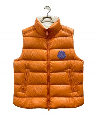 MONCLER ダウンベスト フード付き ブラウン オレンジ 中古・古着通販】MONCLER (モンクレール) ダウンベスト オレンジ