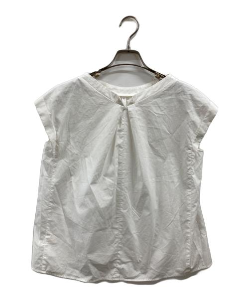 BALLSEY（ボールジィ）BALLSEY (ボールジィ) プロセスドコットン フロントギャザーブラウス ホワイト サイズ:36の古着・服飾アイテム
