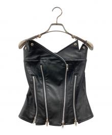 eimy istoire（エイミーイストワール）の古着「フェイクレザージップビスチェ」｜ブラック