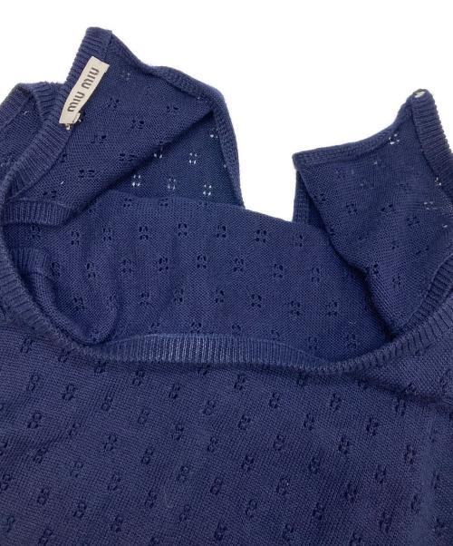 MIU MIU（ミュウミュウ）MIU MIU (ミュウミュウ) レースドッキングブラウス ネイビー サイズ:38の古着・服飾アイテム