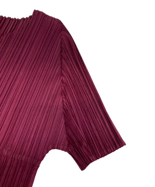 PLEATS PLEASE（プリーツプリーズ）PLEATS PLEASE (プリーツプリーズ) 半袖プリーツワンピース バーガンディー サイズ:3の古着・服飾アイテム