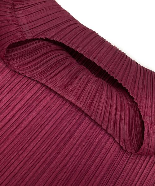 PLEATS PLEASE（プリーツプリーズ）PLEATS PLEASE (プリーツプリーズ) 半袖プリーツワンピース バーガンディー サイズ:3の古着・服飾アイテム