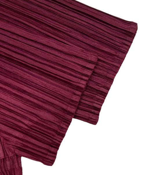PLEATS PLEASE（プリーツプリーズ）PLEATS PLEASE (プリーツプリーズ) 半袖プリーツワンピース バーガンディー サイズ:3の古着・服飾アイテム