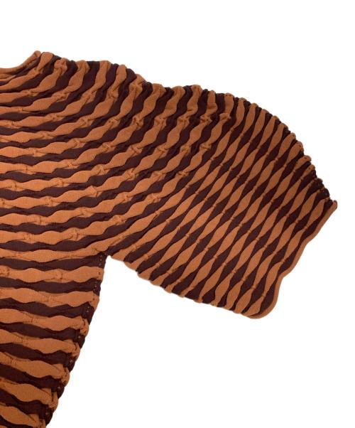 PLEATS PLEASE（プリーツプリーズ）PLEATS PLEASE (プリーツプリーズ) COLORFUL MUSHROOM KNIT オレンジ×ブラウン サイズ:-の古着・服飾アイテム