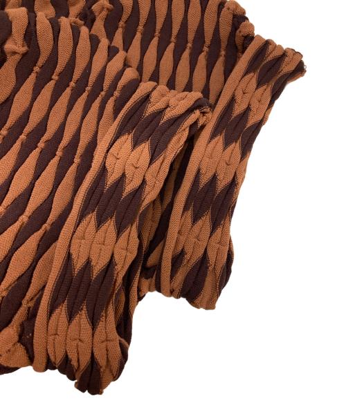PLEATS PLEASE（プリーツプリーズ）PLEATS PLEASE (プリーツプリーズ) COLORFUL MUSHROOM KNIT オレンジ×ブラウン サイズ:-の古着・服飾アイテム