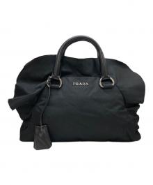 PRADA（プラダ）の古着「テスート ラッフルトリム ボウラーバッグ」｜ブラック