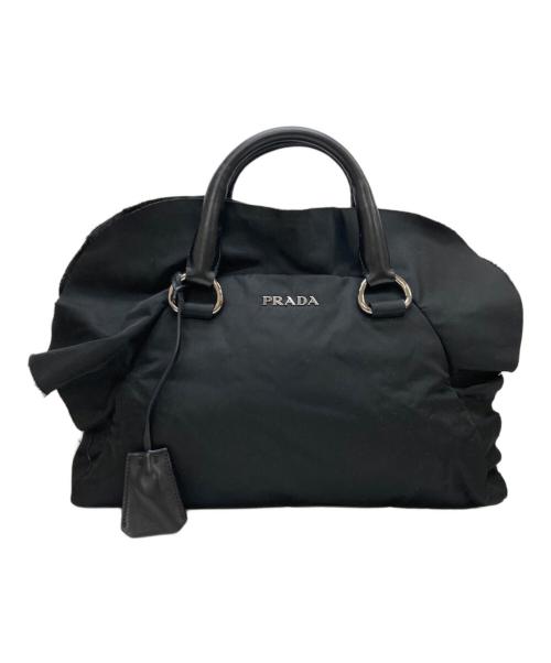 PRADA（プラダ）PRADA (プラダ) テスート ラッフルトリム ボウラーバッグ ブラックの古着・服飾アイテム