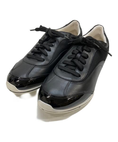 Salvatore Ferragamo（サルヴァトーレ フェラガモ）Salvatore Ferragamo (サルヴァトーレ フェラガモ) エナメルカーフレザースニーカー ブラック サイズ:8の古着・服飾アイテム