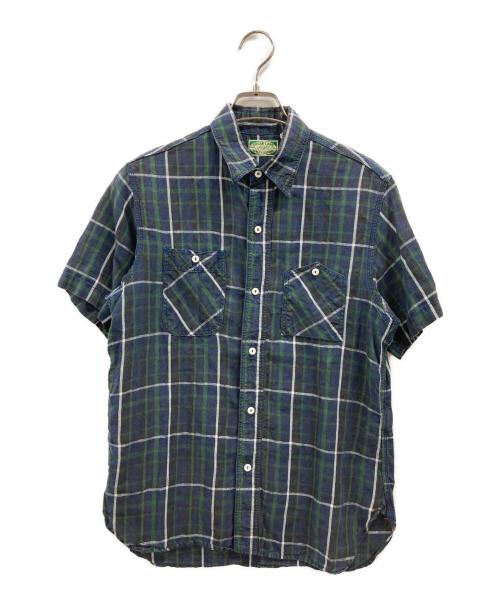 SUGAR CANE（シュガーケーン）SUGAR CANE (シュガーケーン) リネンチェックシャツ グリーン サイズ:Mの古着・服飾アイテム