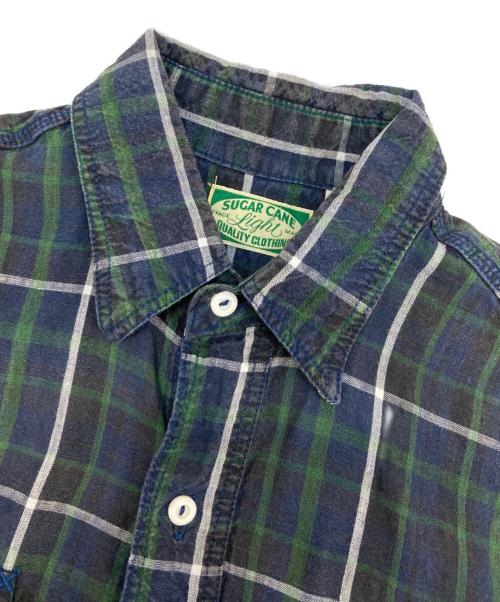 SUGAR CANE（シュガーケーン）SUGAR CANE (シュガーケーン) リネンチェックシャツ グリーン サイズ:Mの古着・服飾アイテム