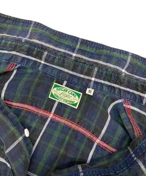 SUGAR CANE（シュガーケーン）SUGAR CANE (シュガーケーン) リネンチェックシャツ グリーン サイズ:Mの古着・服飾アイテム