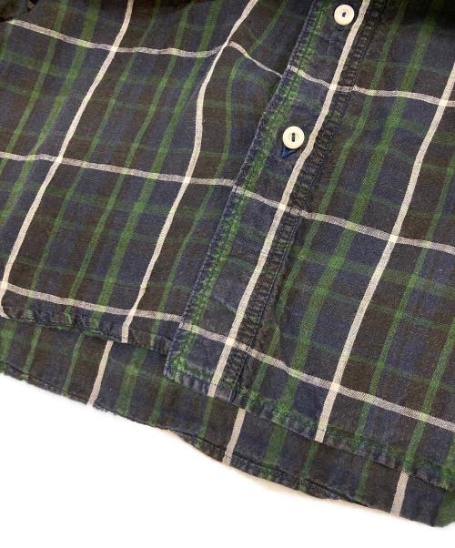 SUGAR CANE（シュガーケーン）SUGAR CANE (シュガーケーン) リネンチェックシャツ グリーン サイズ:Mの古着・服飾アイテム