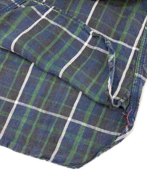 SUGAR CANE（シュガーケーン）SUGAR CANE (シュガーケーン) リネンチェックシャツ グリーン サイズ:Mの古着・服飾アイテム
