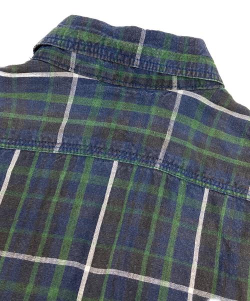 SUGAR CANE（シュガーケーン）SUGAR CANE (シュガーケーン) リネンチェックシャツ グリーン サイズ:Mの古着・服飾アイテム