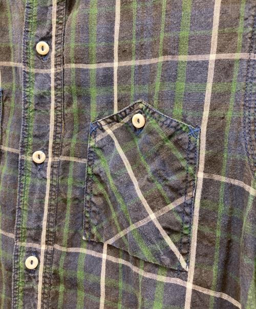 SUGAR CANE（シュガーケーン）SUGAR CANE (シュガーケーン) リネンチェックシャツ グリーン サイズ:Mの古着・服飾アイテム
