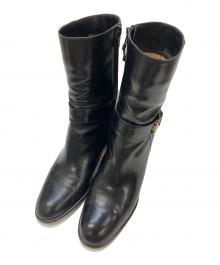 Salvatore Ferragamo（サルヴァトーレ フェラガモ）の古着「ミドルベルトブーツ」｜ブラック