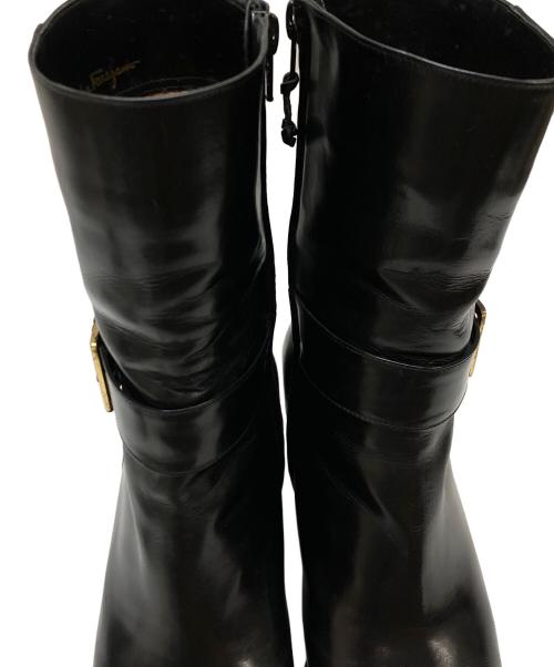 Salvatore Ferragamo（サルヴァトーレ フェラガモ）Salvatore Ferragamo (サルヴァトーレ フェラガモ) ミドルベルトブーツ ブラック サイズ:7Cの古着・服飾アイテム