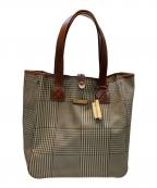 POLO RALPH LAURENポロ・ラルフローレン）の古着「ハウンドトゥースPVCレザートートバッグ」｜ベージュ