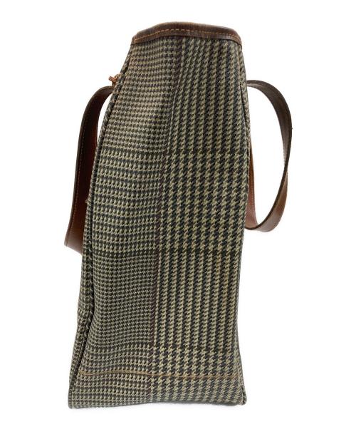 POLO RALPH LAUREN（ポロ・ラルフローレン）POLO RALPH LAUREN (ポロ・ラルフローレン) ハウンドトゥースPVCレザートートバッグ ベージュの古着・服飾アイテム