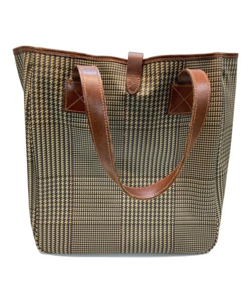 POLO RALPH LAUREN（ポロ・ラルフローレン）POLO RALPH LAUREN (ポロ・ラルフローレン) ハウンドトゥースPVCレザートートバッグ ベージュの古着・服飾アイテム