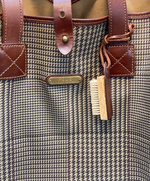 POLO RALPH LAUREN（ポロ・ラルフローレン）POLO RALPH LAUREN (ポロ・ラルフローレン) ハウンドトゥースPVCレザートートバッグ ベージュの古着・服飾アイテム