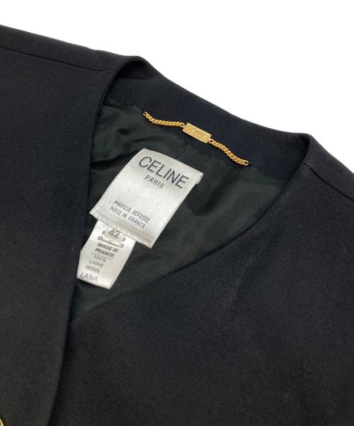CELINE（セリーヌ）CELINE (セリーヌ) ウールベロアノーラペルジャケット ブラック サイズ:42の古着・服飾アイテム