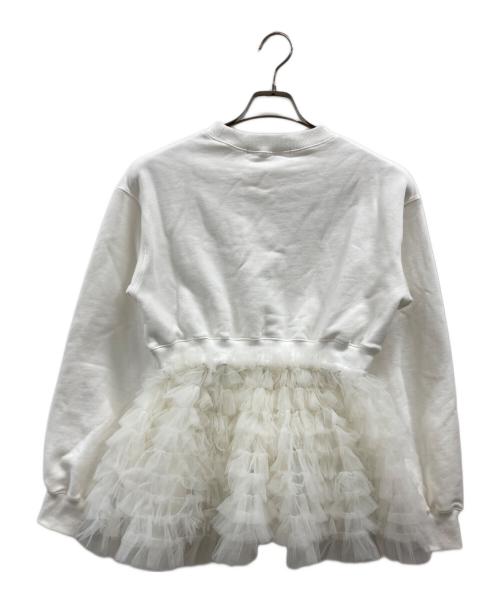 Honey mi Honey（ハニーミーハニー）Honey mi Honey (ハニーミーハニー) tulle peplum sweat ホワイト サイズ:Fの古着・服飾アイテム