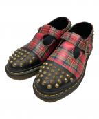 Dr.Martensドクターマーチン）の古着「メリージェーンチェックスタッズローファー」｜レッド