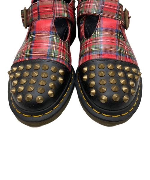 Dr.Martens（ドクターマーチン）Dr.Martens (ドクターマーチン) メリージェーンチェックスタッズローファー レッド サイズ:UK5の古着・服飾アイテム