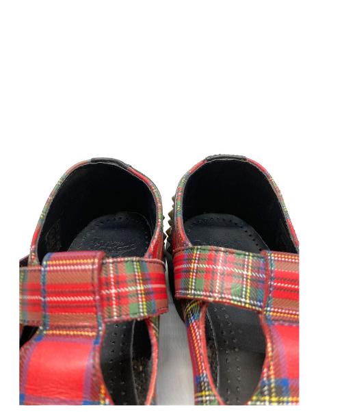 Dr.Martens（ドクターマーチン）Dr.Martens (ドクターマーチン) メリージェーンチェックスタッズローファー レッド サイズ:UK5の古着・服飾アイテム