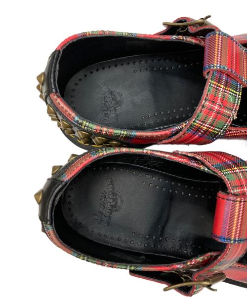 Dr.Martens（ドクターマーチン）Dr.Martens (ドクターマーチン) メリージェーンチェックスタッズローファー レッド サイズ:UK5の古着・服飾アイテム