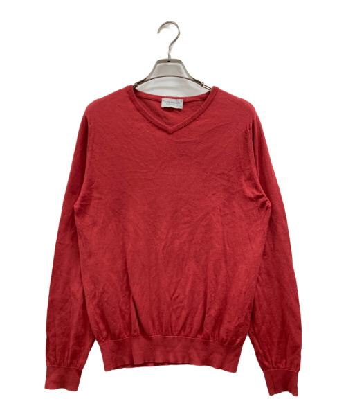JOHN SMEDLEY（ジョンスメドレー）JOHN SMEDLEY (ジョンスメドレー) Vネックニット レッド サイズ:Mの古着・服飾アイテム