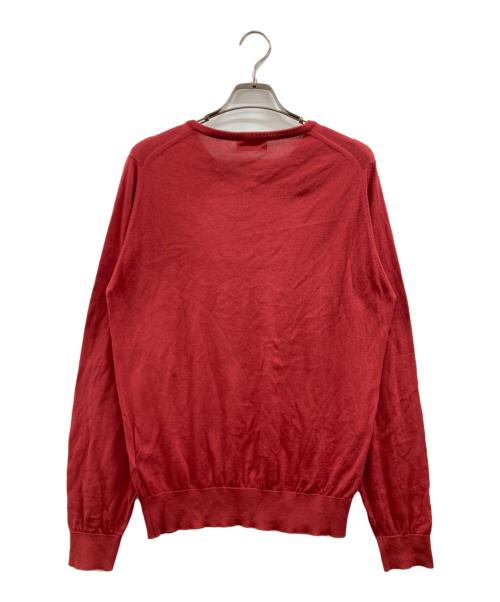 JOHN SMEDLEY（ジョンスメドレー）JOHN SMEDLEY (ジョンスメドレー) Vネックニット レッド サイズ:Mの古着・服飾アイテム