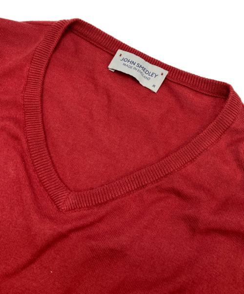 JOHN SMEDLEY（ジョンスメドレー）JOHN SMEDLEY (ジョンスメドレー) Vネックニット レッド サイズ:Mの古着・服飾アイテム