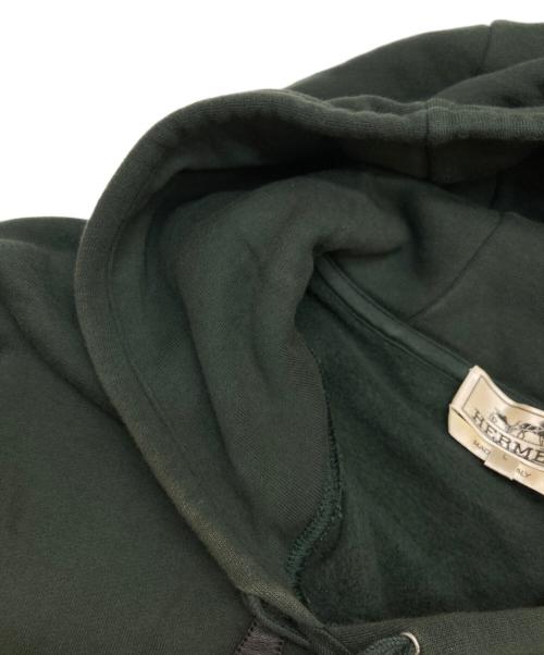 HERMES（エルメス）HERMES (エルメス) Leather Patch Hoodie グリーン サイズ:Lの古着・服飾アイテム