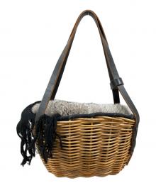 ebagos（エバゴス）の古着「被せファーマルシェバッグ」｜ベージュ×ブラック