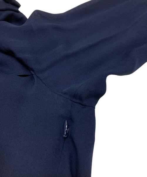 BURBERRY LONDON（バーバリーロンドン）BURBERRY LONDON (バーバリーロンドン) シルクシャツワンピース ネイビー サイズ:UK8の古着・服飾アイテム