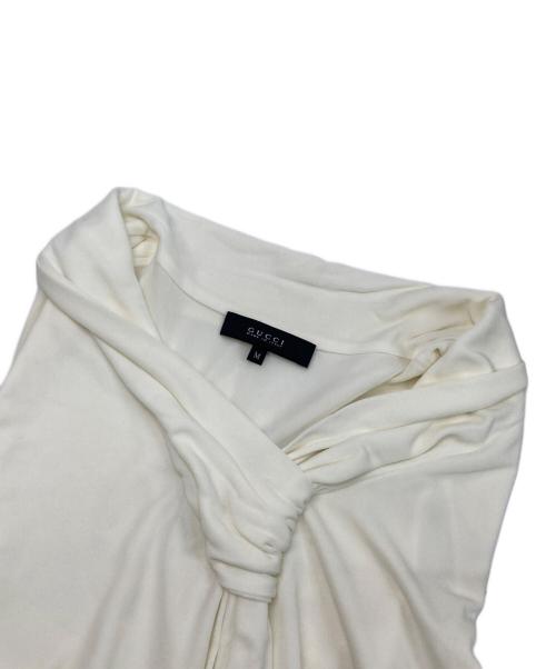 GUCCI（グッチ）GUCCI (グッチ) GGモチーフ付ボウタイノースリーブブラウス ホワイト サイズ:Mの古着・服飾アイテム