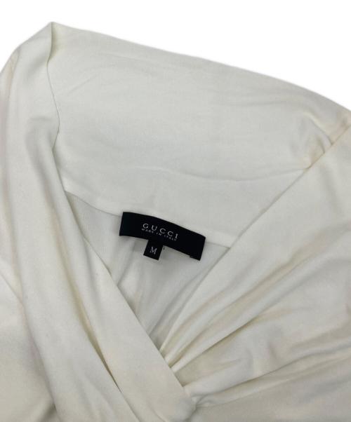 GUCCI（グッチ）GUCCI (グッチ) GGモチーフ付ボウタイノースリーブブラウス ホワイト サイズ:Mの古着・服飾アイテム