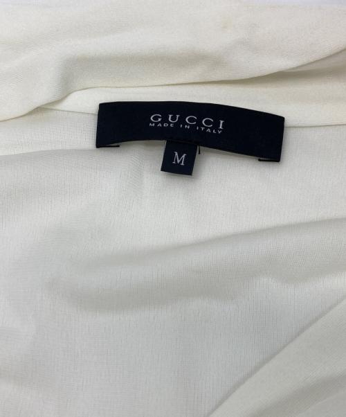 GUCCI（グッチ）GUCCI (グッチ) GGモチーフ付ボウタイノースリーブブラウス ホワイト サイズ:Mの古着・服飾アイテム