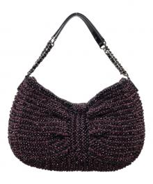 ANTEPRIMA（アンテプリマ）の古着「ワイヤーグリッターリボン型ハンドバッグ」｜ワインレッド